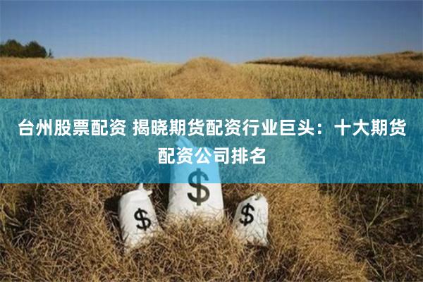 台州股票配资 揭晓期货配资行业巨头:十大期货配资公司排名