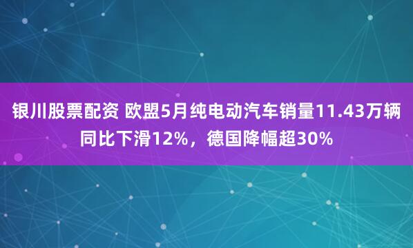 银川股票配资 欧盟5月纯电动汽车销量11.43万辆同比下滑12%，德国降幅超30%