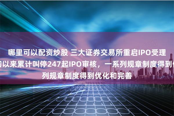 哪里可以配资炒股 三大证券交易所重启IPO受理流程！年初以来累计叫停247起IPO审核，一系列规章制度得到优化和完善