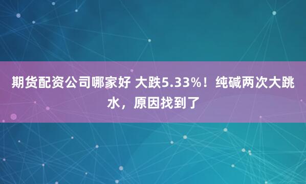 期货配资公司哪家好 大跌5.33%!纯碱两次大跳水,原因找到了